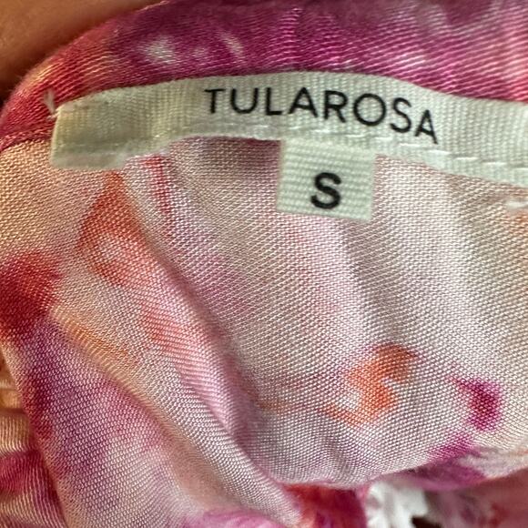 Tularosa Pink Tie Dye Ruffle Mini Dress SMALL Fresco Milkmaid Sundress Peasant - Picture 7 of 8